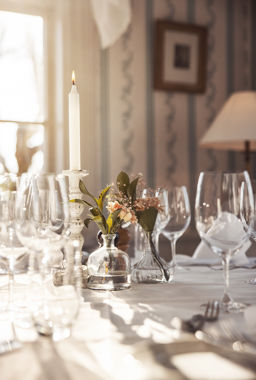 Dukat vackert i restaurang på herrgård